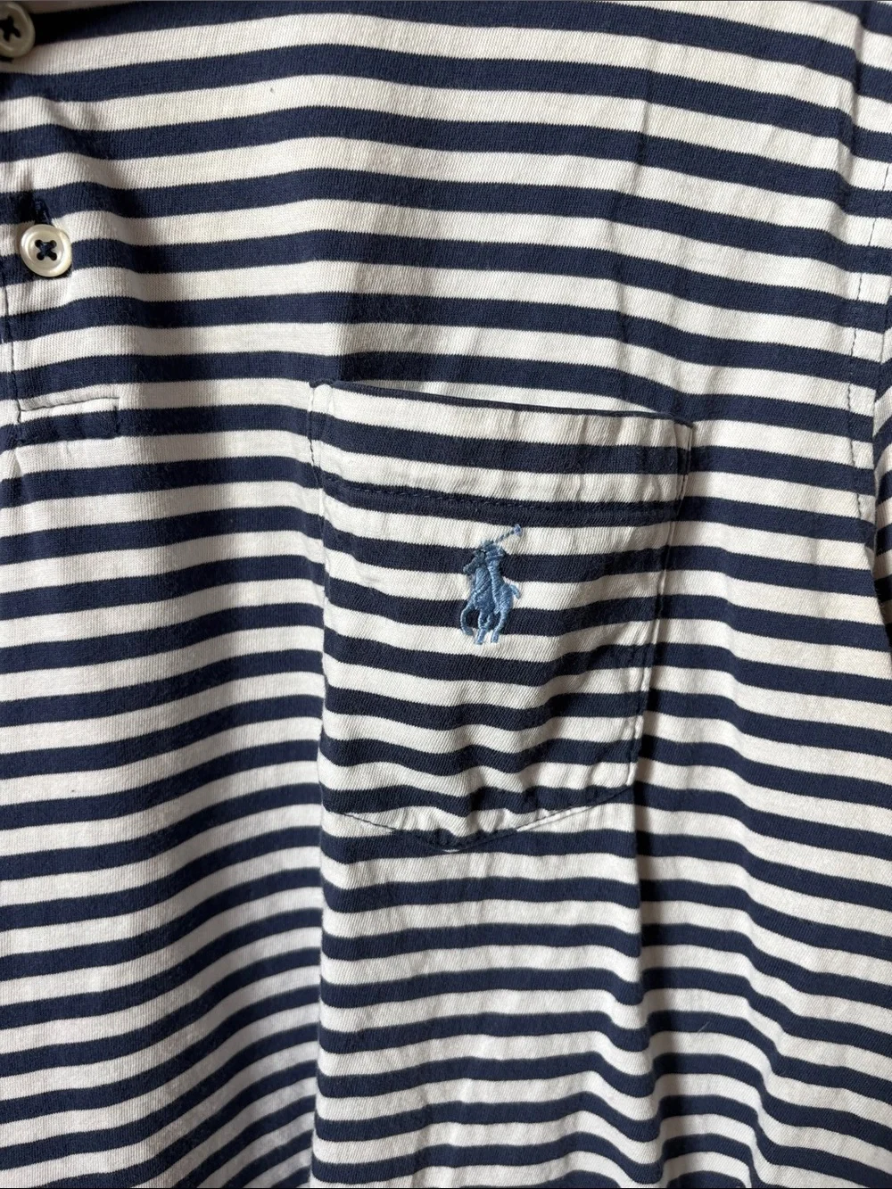 Ralph Lauren Polo Navy and White Striped Short Sleeve Shirt